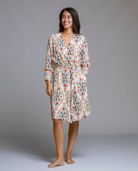 Senoretta Printed cross dressing gown - Mystic