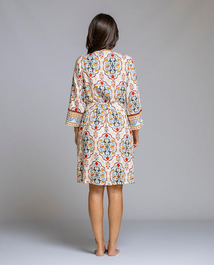 Senoretta Printed cross dressing gown - Mystic