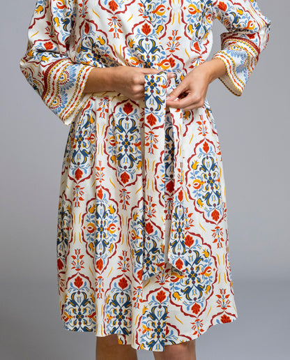 Senoretta Printed cross dressing gown - Mystic