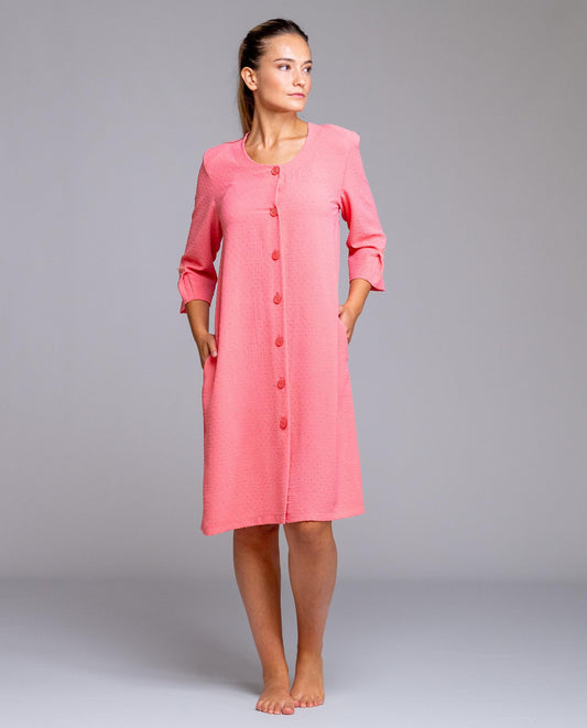 Egatex 3/4 Sleeve dressing gown with buttons - Sweet DG