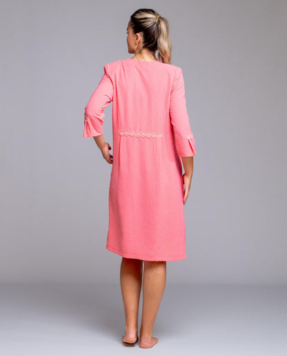 Egatex 3/4 Sleeve dressing gown with buttons - Sweet DG