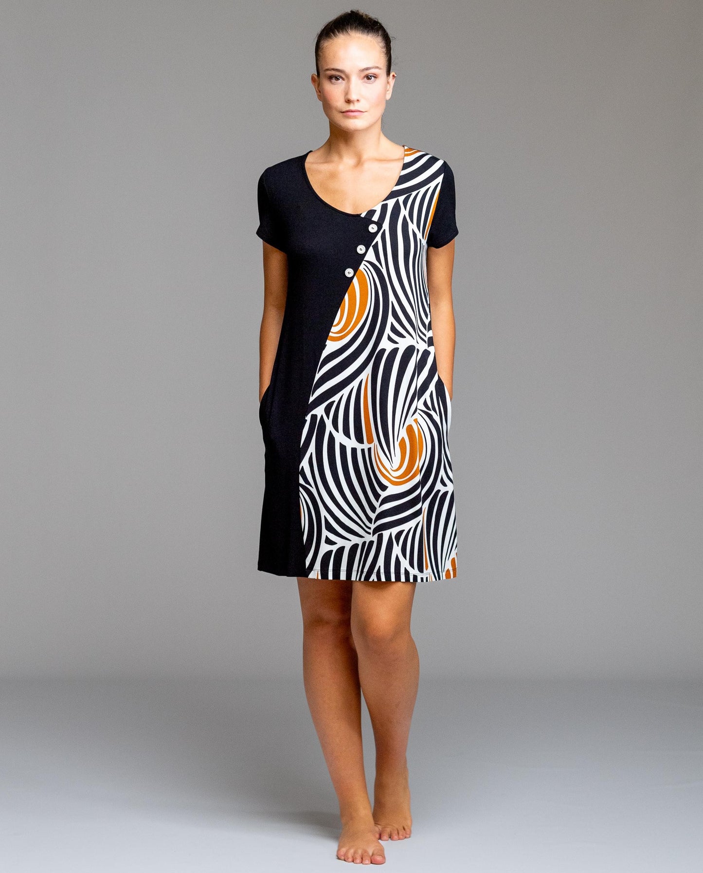 Egatex Kurzarm bedrucktes Kleid - Twister