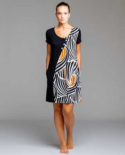 Egatex Kurzarm bedrucktes Kleid - Twister