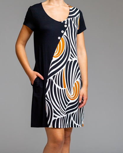 Egatex Kurzarm bedrucktes Kleid - Twister