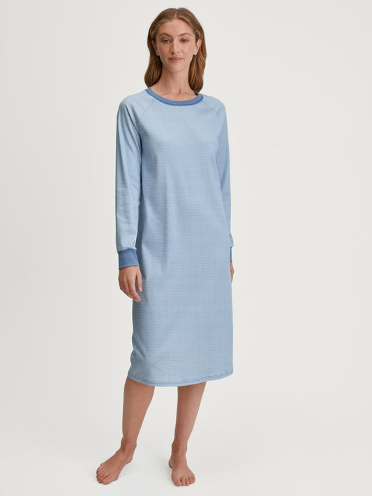 Calida Midnight Stripes Long Sleeve Nightdress – 110 cm Length