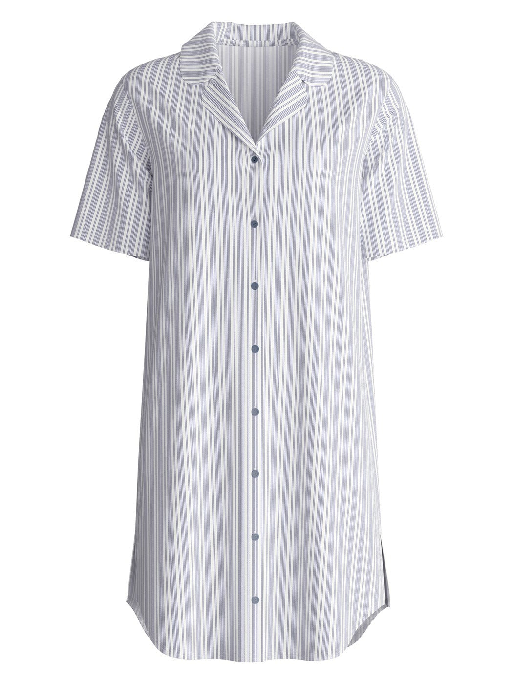 Calida Striped Dreams Short-sleeved nightdress with buttons, length 95 cm