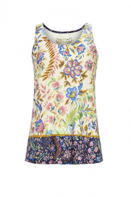 Sleeveless T-shirt with a floral design