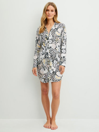 Chemise de nuit Calida à manches longues en TENCEL™ Modal et soie Série Moonlight Dreams