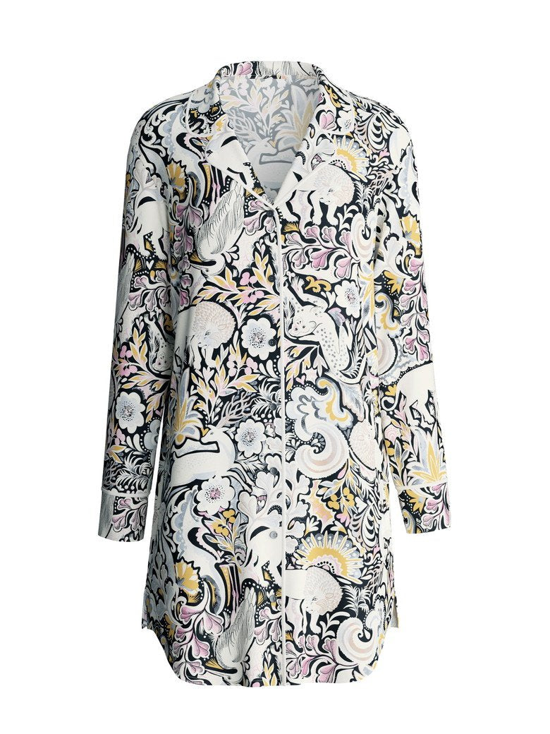 Chemise de nuit Calida à manches longues en TENCEL™ Modal et soie Série Moonlight Dreams