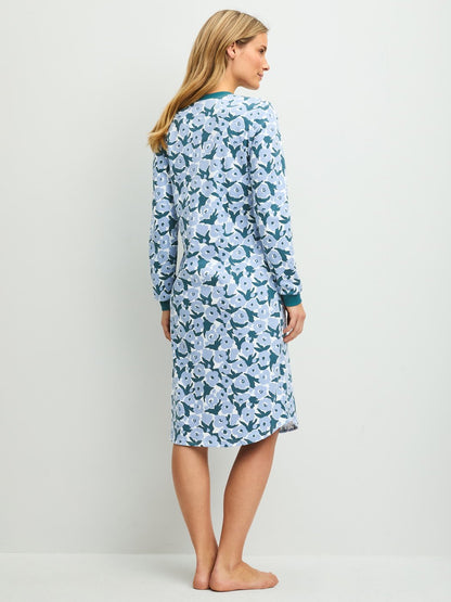 Camicia da notte Calida a maniche lunghe – lunghezza 110 cm Serie Midnight Flowers