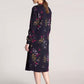 CALIDA MIDNIGHT FLOWERS warm long sleeve nightgown, 110cm long