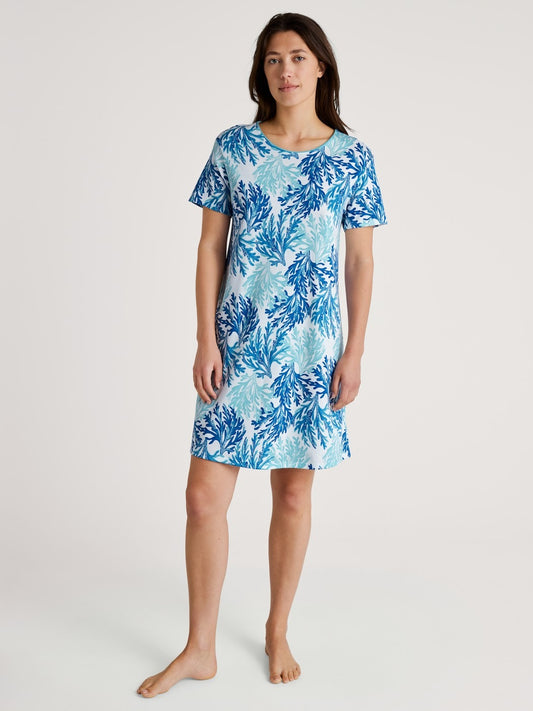 Calida Coastal Dreams Short-sleeved nightdress, length 95 cm