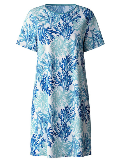 Calida Coastal Dreams Short-sleeved nightdress, length 95 cm