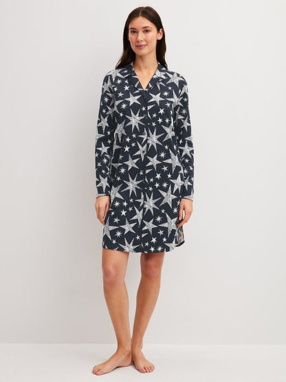 Camicia da notte Calida a maniche lunghe con bottoni – lunghezza 95 cm Serie Winter Dreams