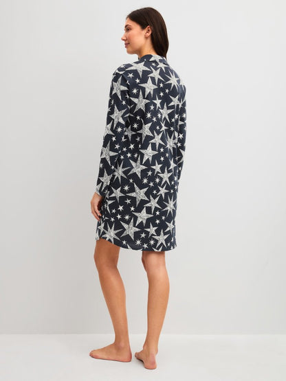 Camicia da notte Calida a maniche lunghe con bottoni – lunghezza 95 cm Serie Winter Dreams