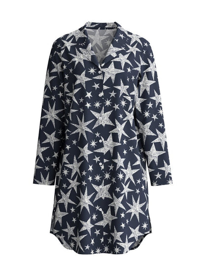 Camicia da notte Calida a maniche lunghe con bottoni – lunghezza 95 cm Serie Winter Dreams