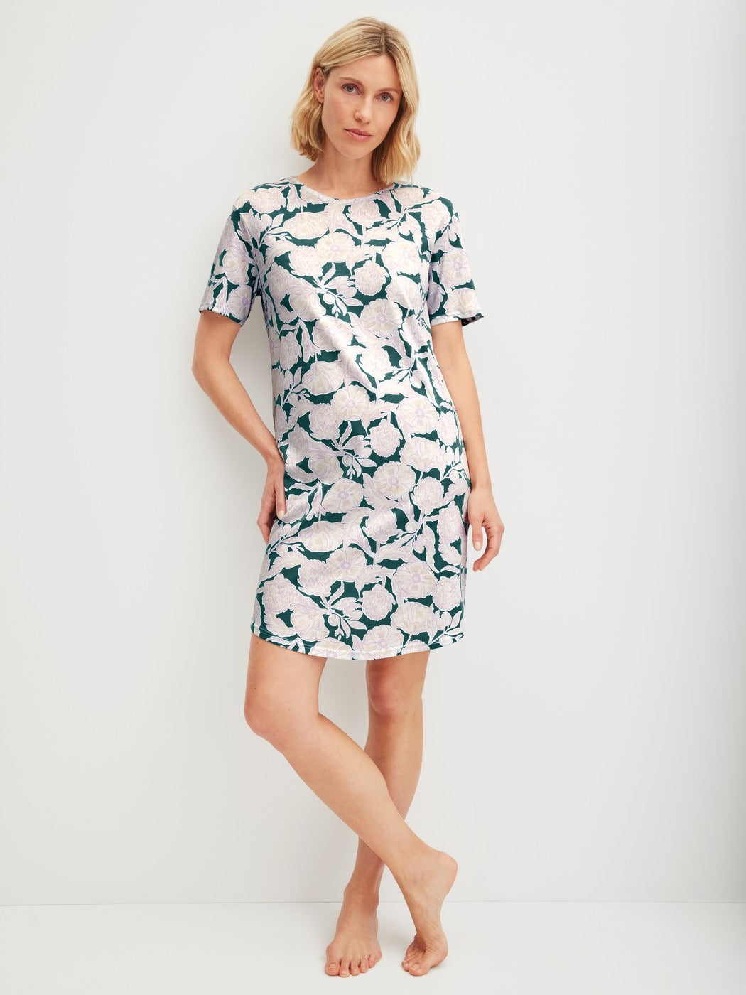 Calida Botanic Dreams Short-sleeved nightdress, length 95 cm