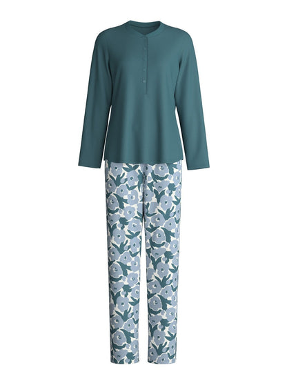 Calida Langer Pyjama Serie Midnight Flowers