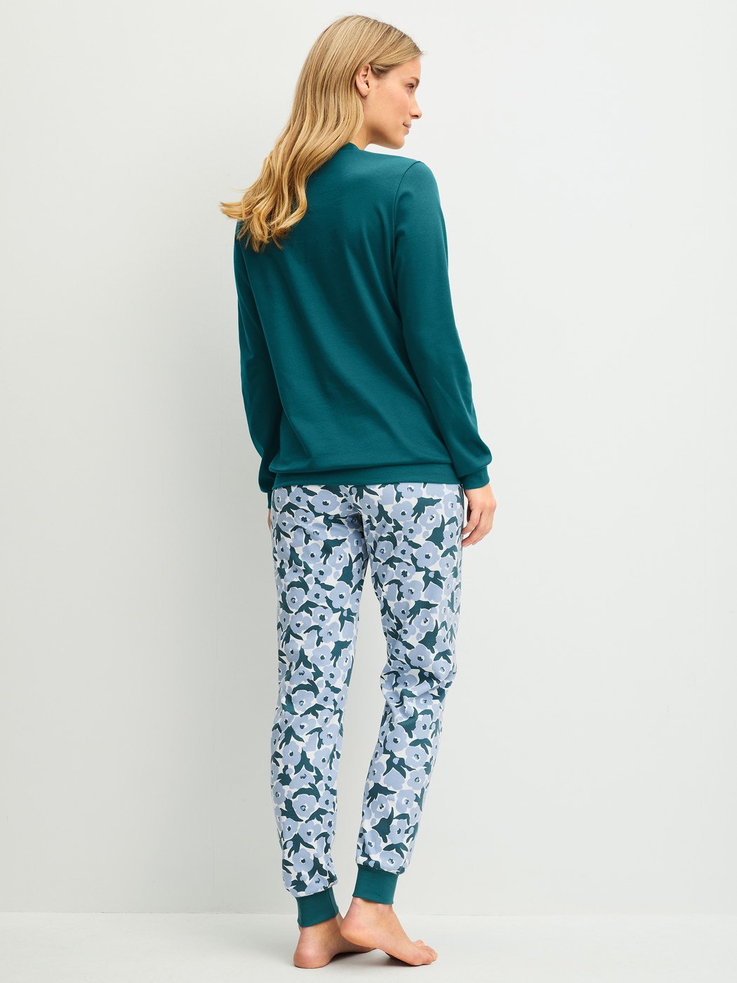Calida Pyjama mit Bündchen Serie Midnight Flowers