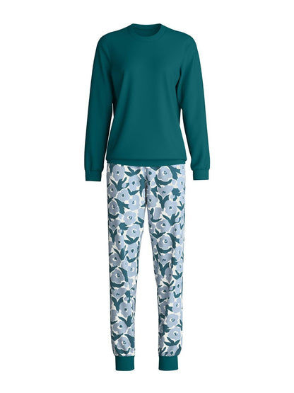 Calida Pyjama mit Bündchen Serie Midnight Flowers