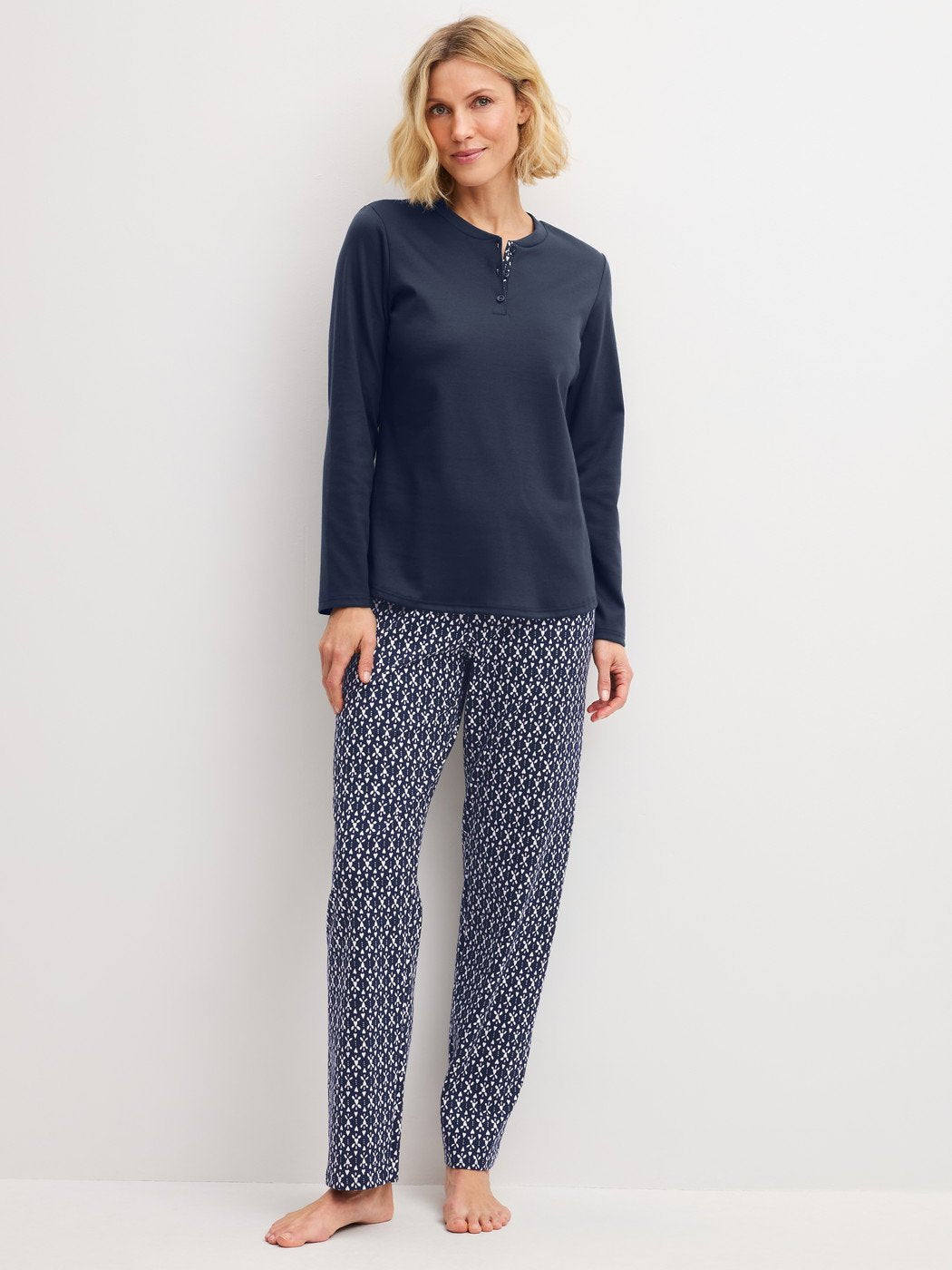Calida Langer Pyjama Serie Midnight Hearts