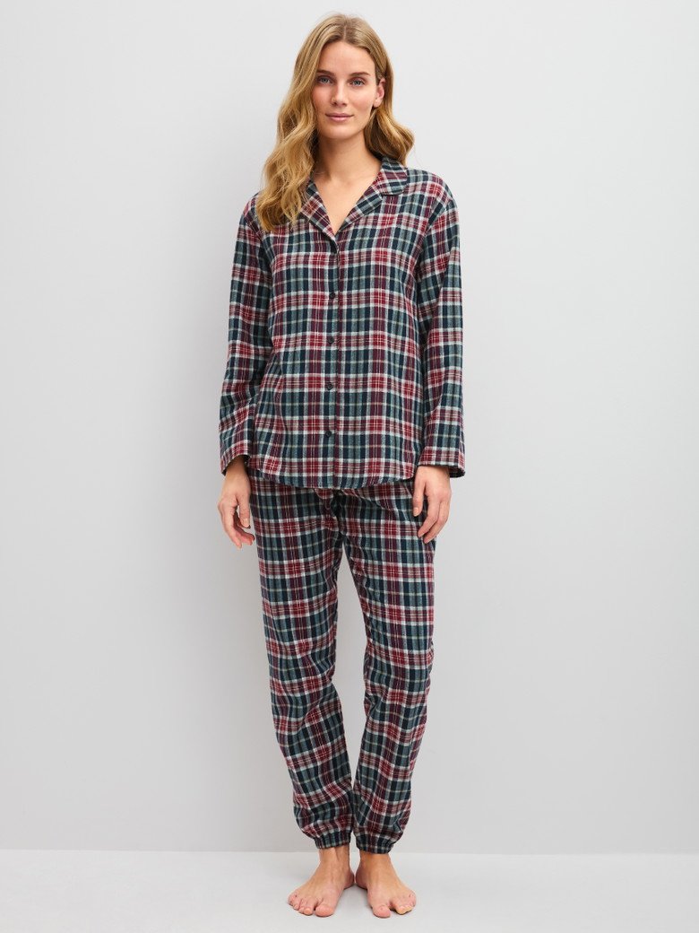 Calida Flanell-Pyjama mit Knopfleiste Serie Holiday Dreams
