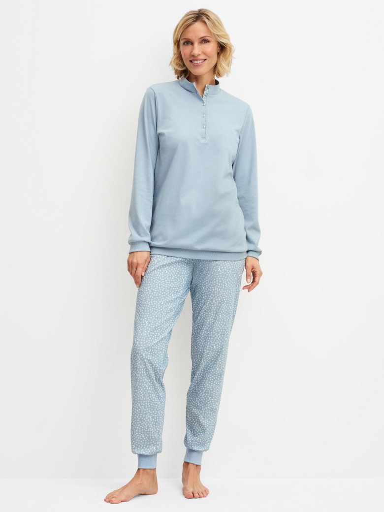 Calida Rippbündchen-Pyjama Serie Midnight Dreams