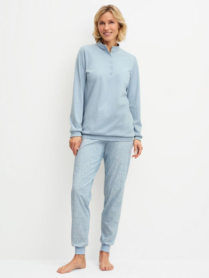Calida Rippbündchen-Pyjama Serie Midnight Dreams
