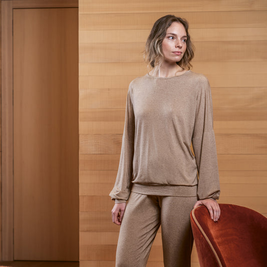 ISA Pyjama long, round-neck, cuffs