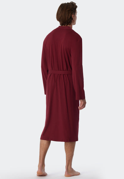 178407-502 Schiesser Bathrobe fine interlock burgundy - Essentials