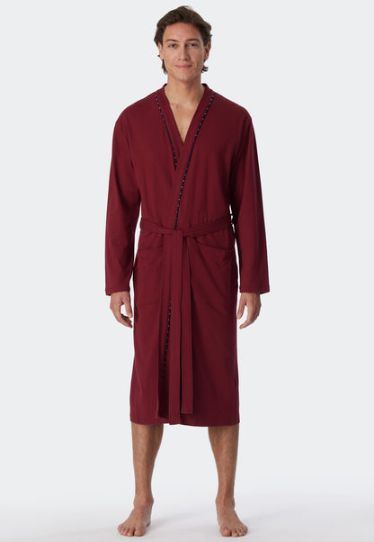 178407-502 Schiesser Bathrobe fine interlock burgundy - Essentials