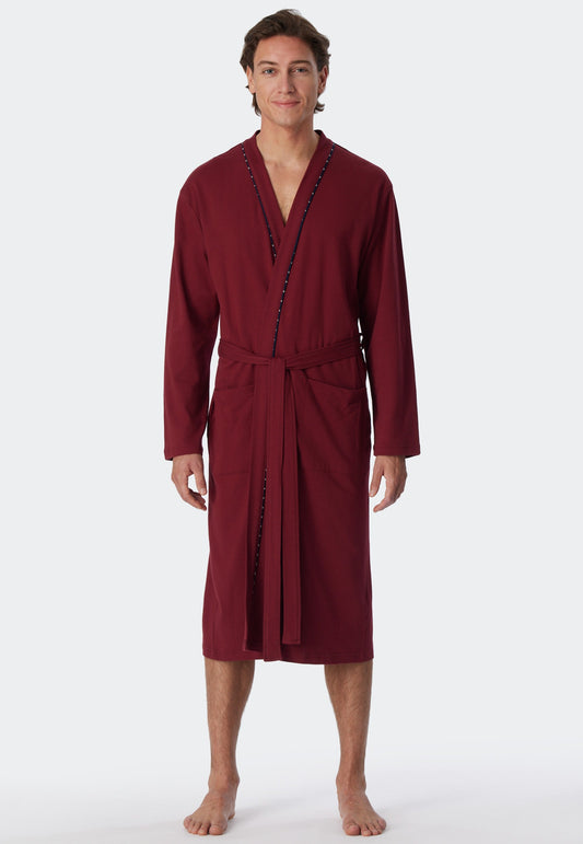 178407-502 Schiesser Bathrobe fine interlock burgundy - Essentials