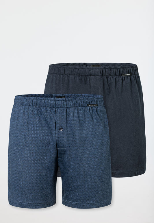 182427-910 Schiesser Boxer shorts 2-pack jersey plain patterned - Boxer shorts multipack