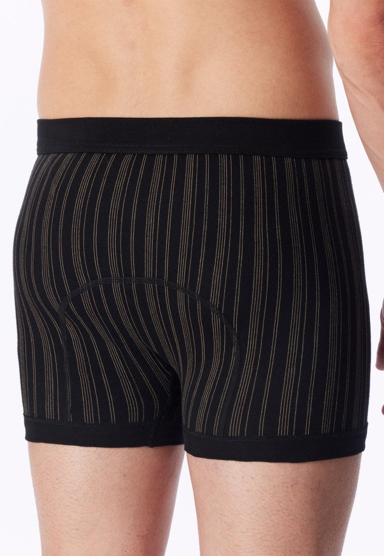 172695-0 Boxers Schiesser côte fine double pack avec braguette noir rayé - Original Classics