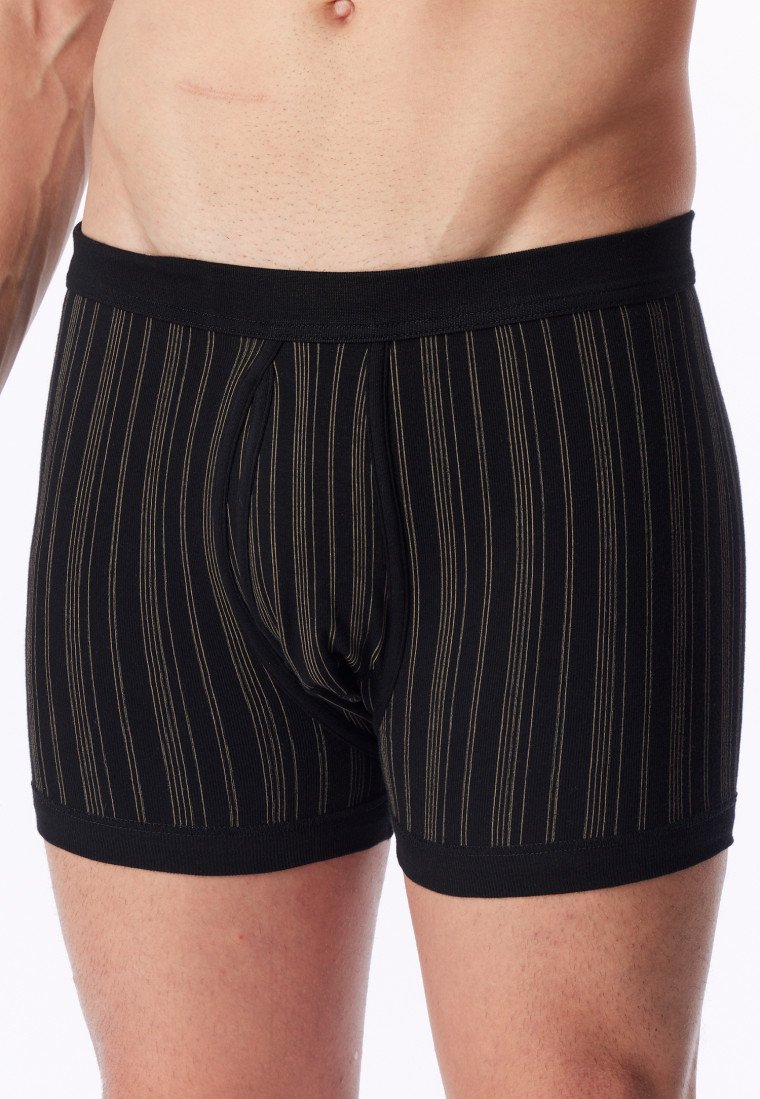 172695-0 Boxers Schiesser côte fine double pack avec braguette noir rayé - Original Classics