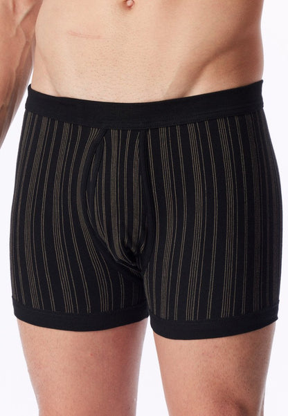 172695-0 Boxers Schiesser côte fine double pack avec braguette noir rayé - Original Classics