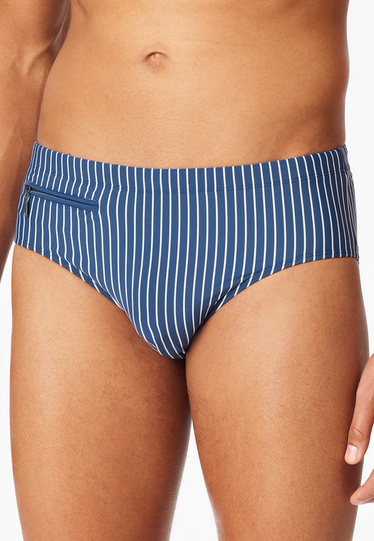 183425-800 Schiesser Swimming trunks with zipper pocket striped blue - Aqua