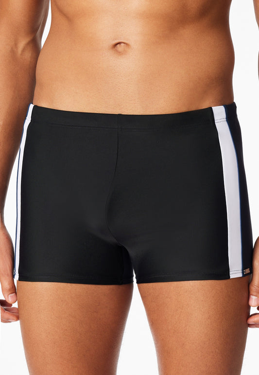 183428-0 Schiesser Swimming trunks with leg jersey key pocket black - Aqua