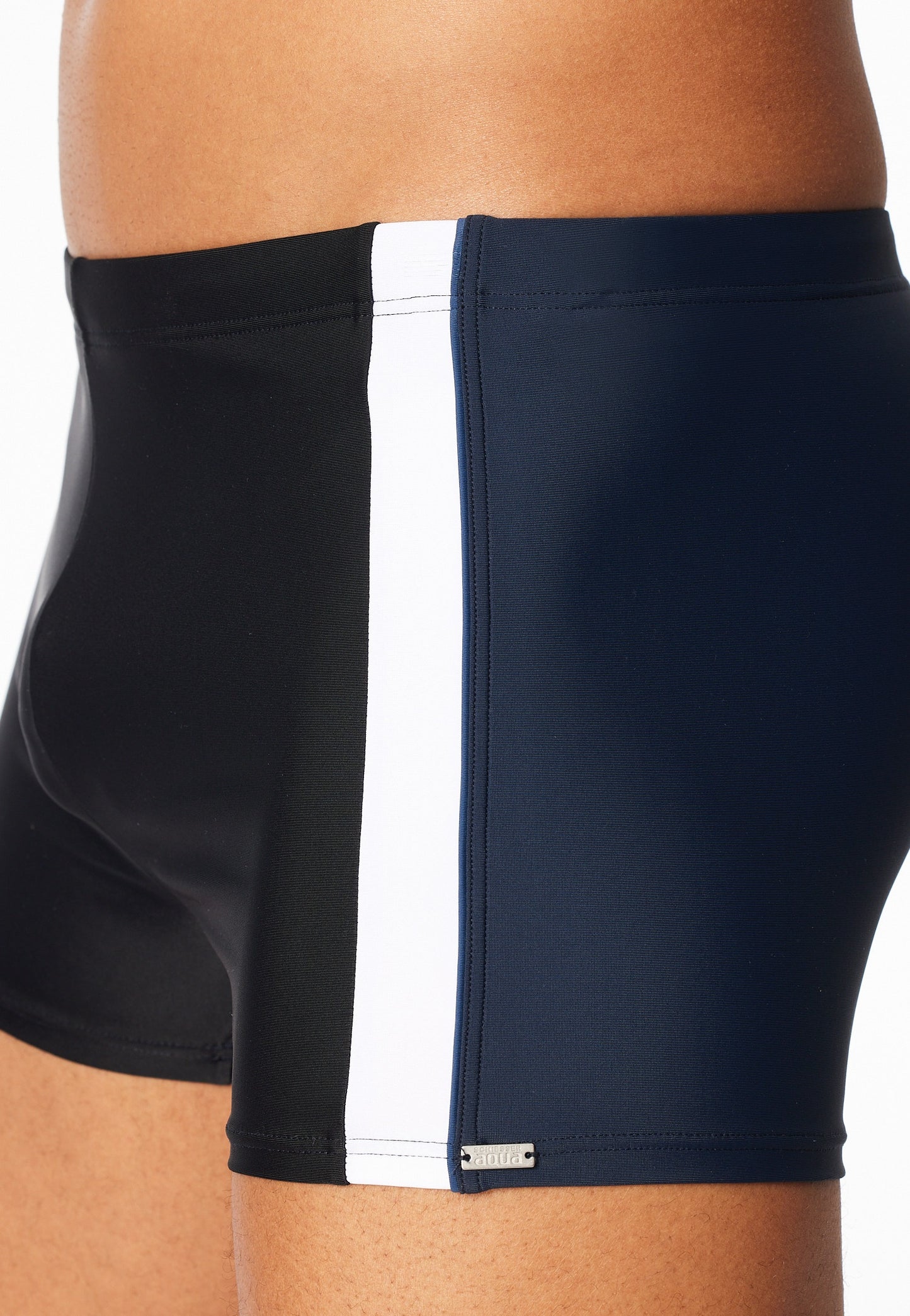 183428-0 Schiesser Swimming trunks with leg jersey key pocket black - Aqua