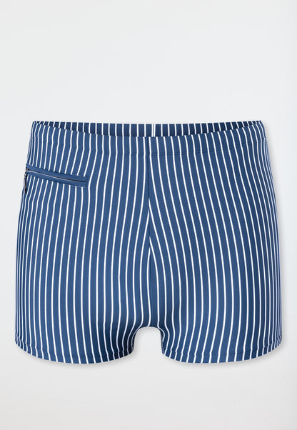 183426-800 Schiesser Swimming trunks with leg zipper pocket blue striped - Aqua