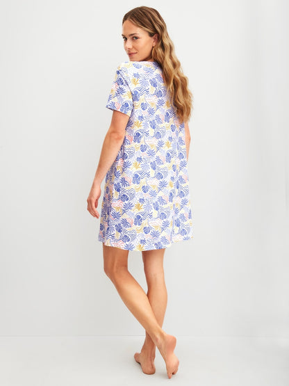 Calida Coastal Dreams Short-sleeved nightdress, length 95 cm