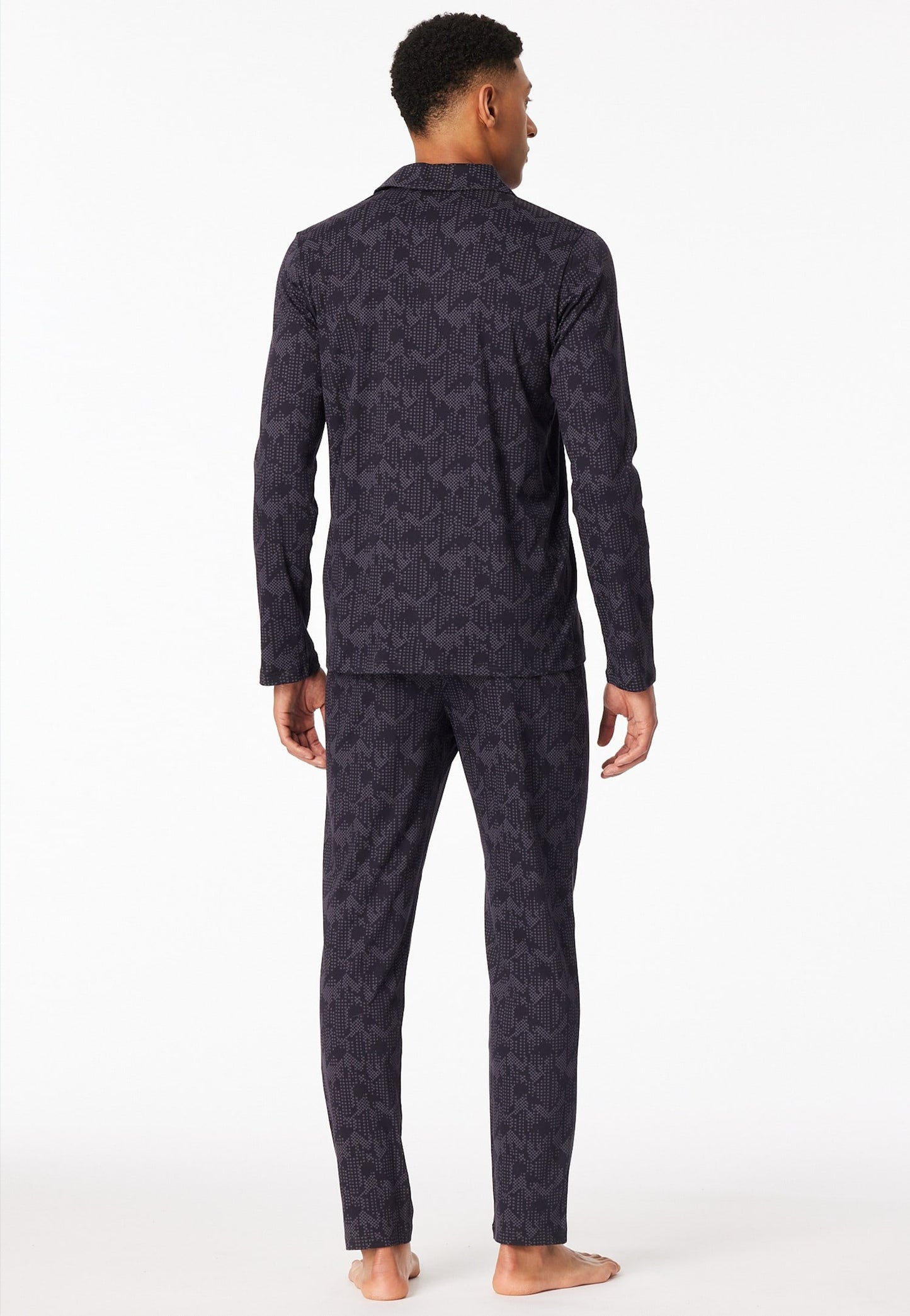 Schiesser Pyjamas long Interlock coal patterned - Fine Interlock