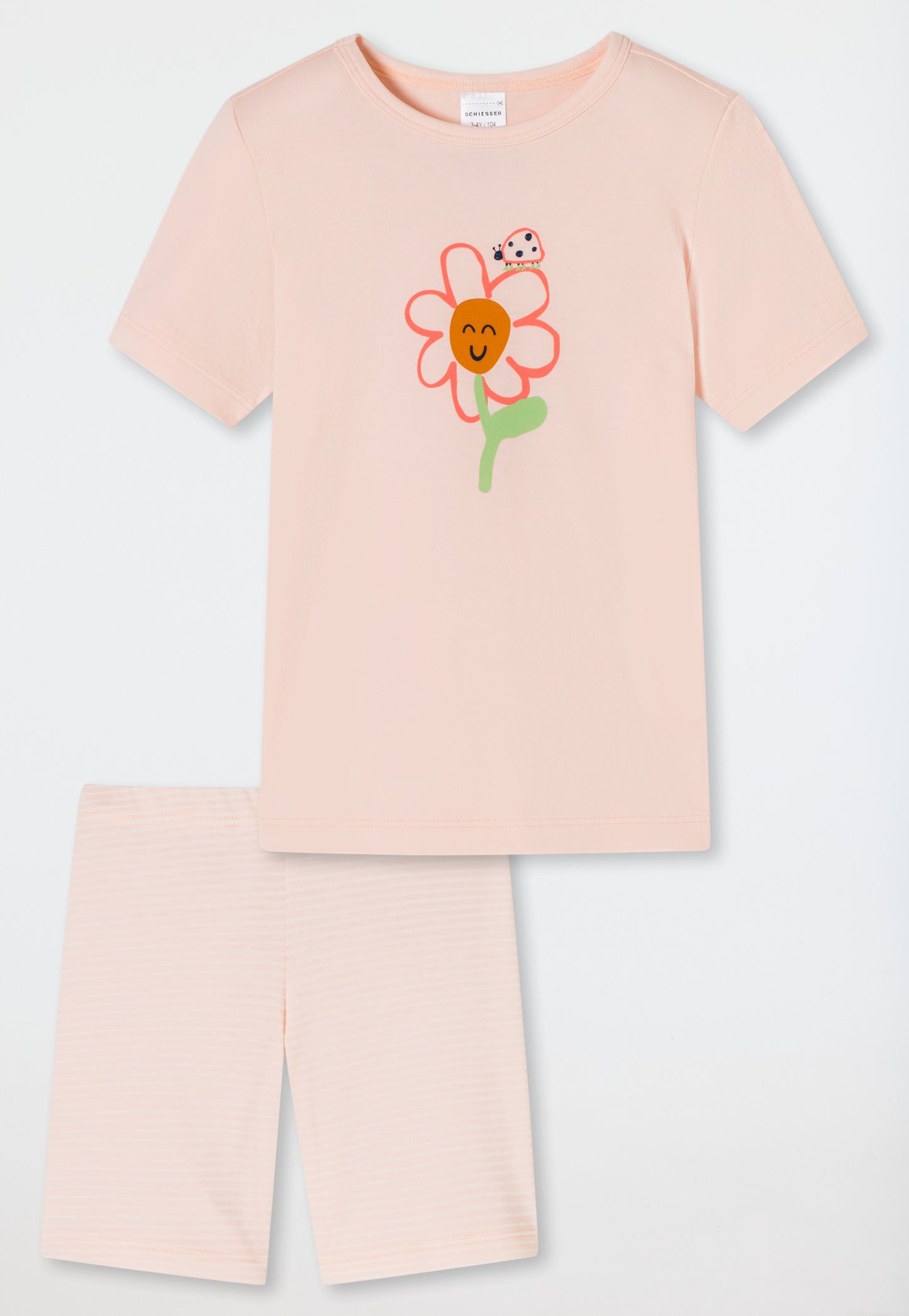 Pyjama court fleur rayures roses - Natural Love
