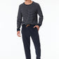 Pyjama long éponge rayures bleu nuit - Casual Nightwear