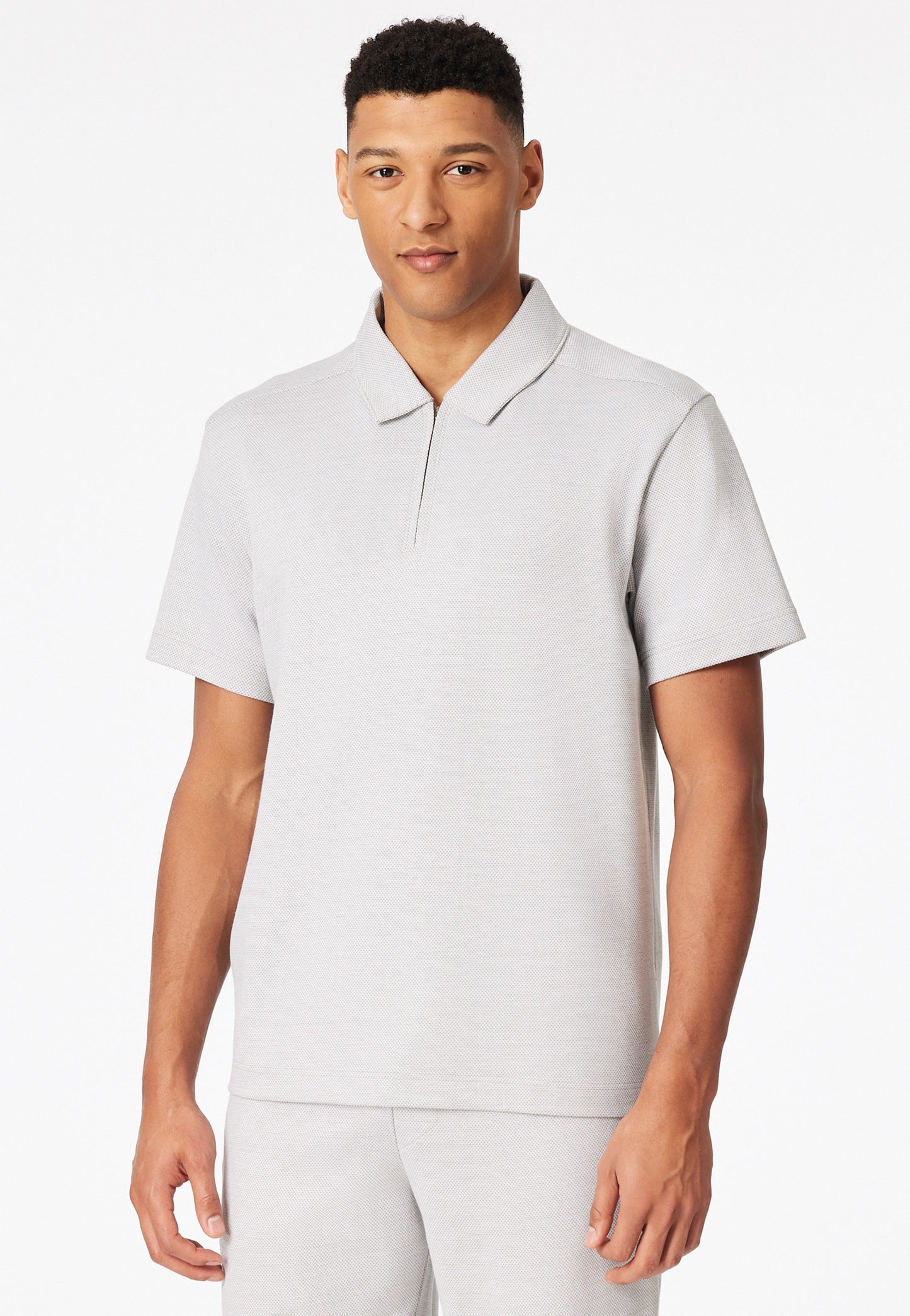 Schiesser Shirt short sleeve jacquard zip fastener jade - Mix+Relax