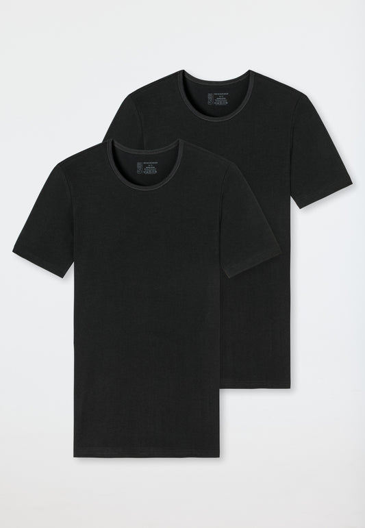 174997-0 Schiesser Shirts short-sleeved 2-pack organic cotton round neck black - 95/5