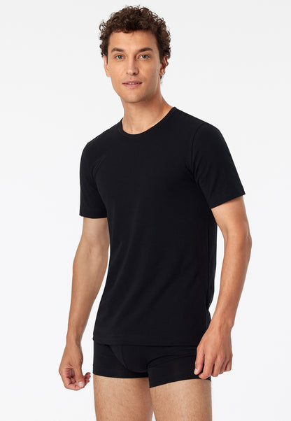 174997-0 Schiesser Shirts short-sleeved 2-pack organic cotton round neck black - 95/5