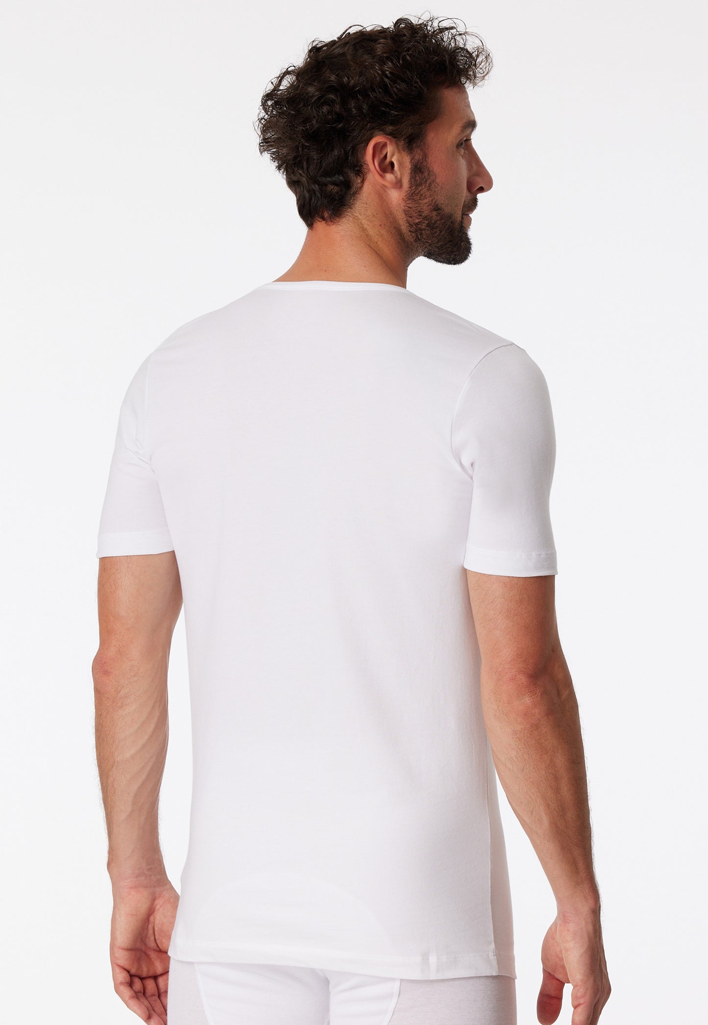 173982-100 Schiesser Shirts short-sleeved 2-pack organic cotton deep V-neck white - 95/5