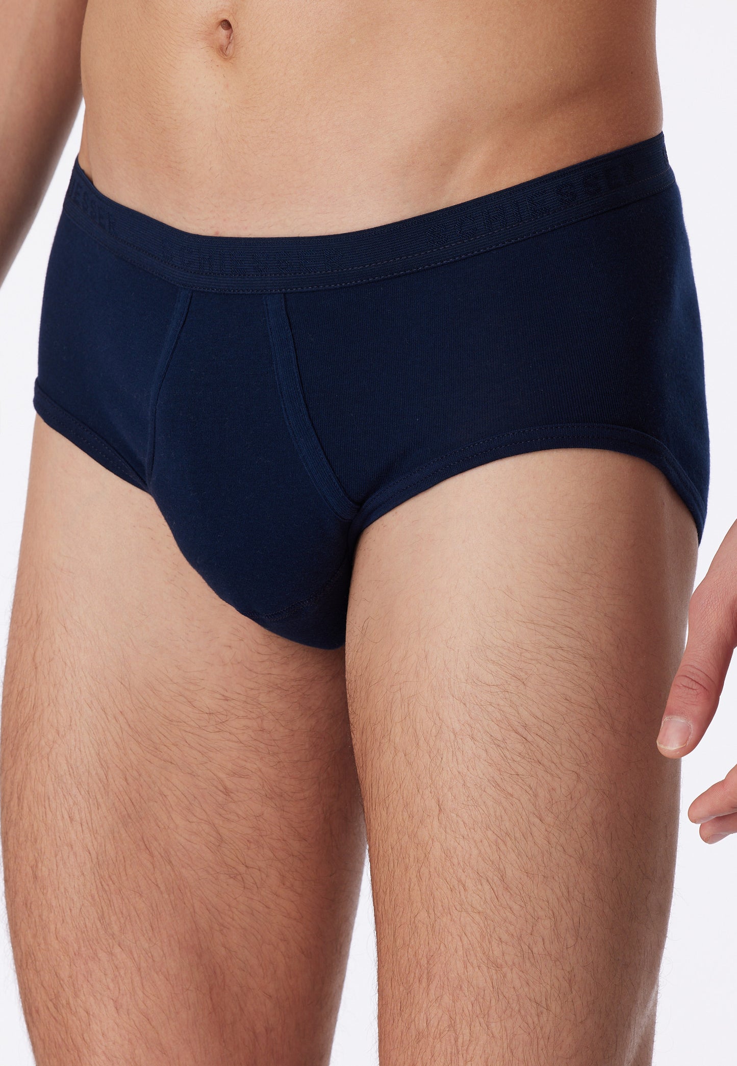 5128-815 Schiesser Sport briefs with fly, fine rib, navy blue - Original Classics