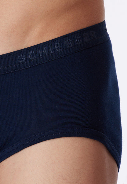 5128-815 Schiesser Sport briefs with fly, fine rib, navy blue - Original Classics